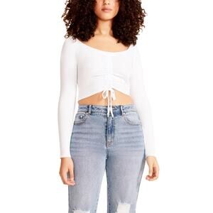 NWT Madden Girl Ruched Tie Front Long Sleeve Crop Top Large